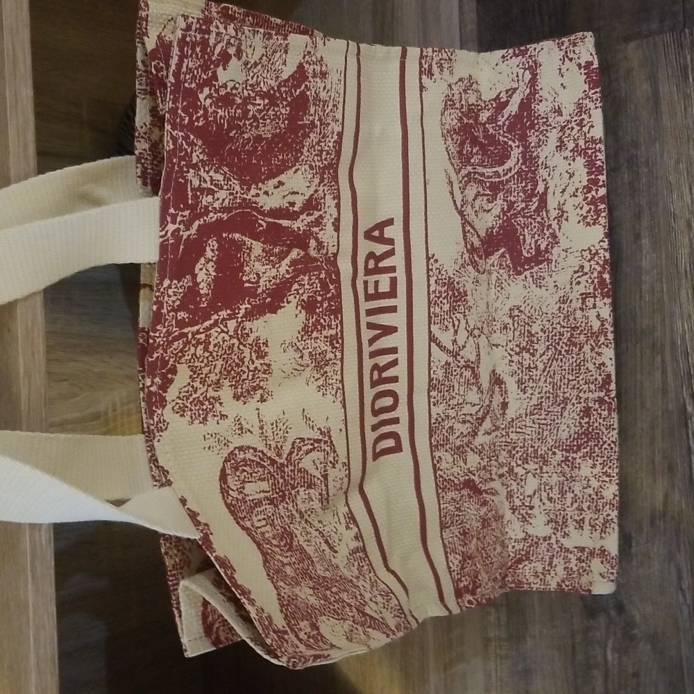 Christian Dior Tote Red Toile Print and tan NWT VIP Brand New Collecters - Picture 10 of 13
